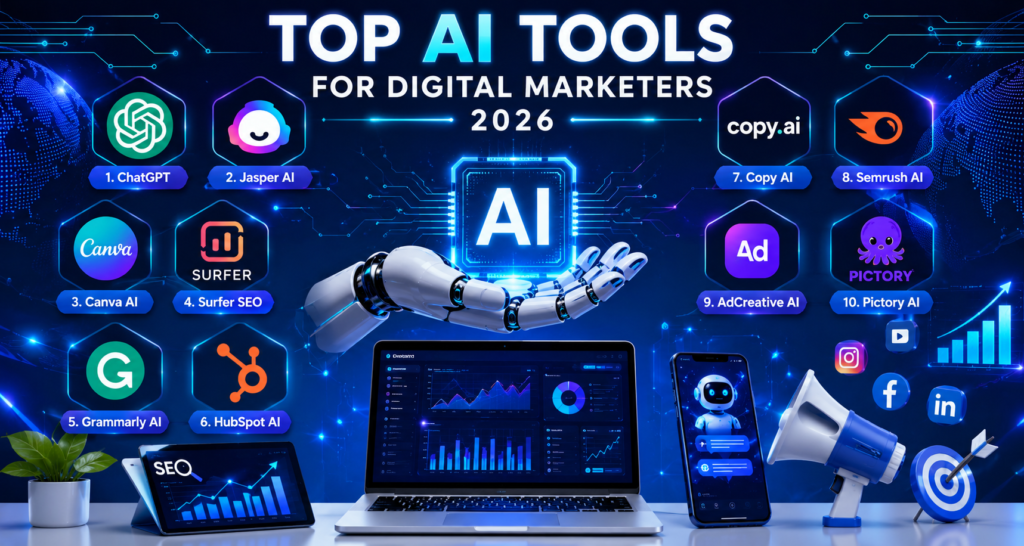 AI tools dashboard for digital marketers in 2026